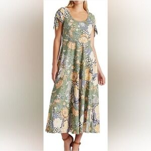 Chaps Cotton Green Floral Cottagecore Prairie Coquette Cowgirl Maxi Dress PXL
